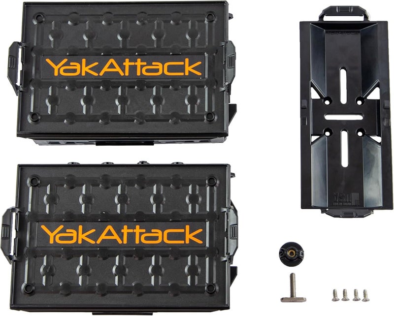 YakAttack TracPak Black Combo Kit – 2 Stackable Kayak Storage Boxes with Quick Release Track Mount Base | Kayak Crate System for Fishing Gear & Tackle Accessories | Compact Kayaking Storage Box - Image 5